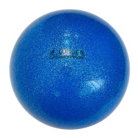 Мяч для художественной гимнастики однотонный, d=19 см (синий с блестками)